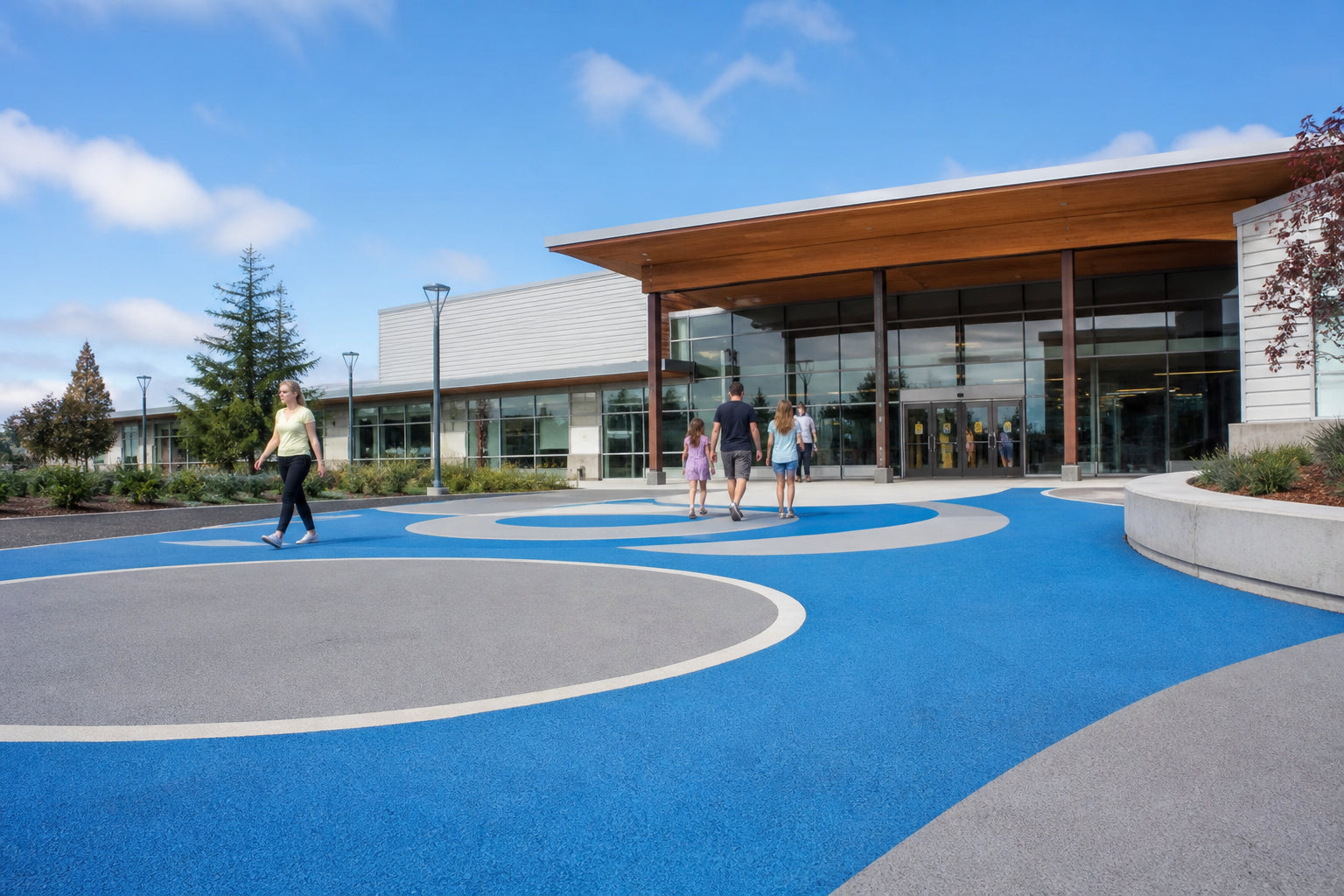 Safe and Welcoming Recreation Centre Entrances with Colored Surfacing