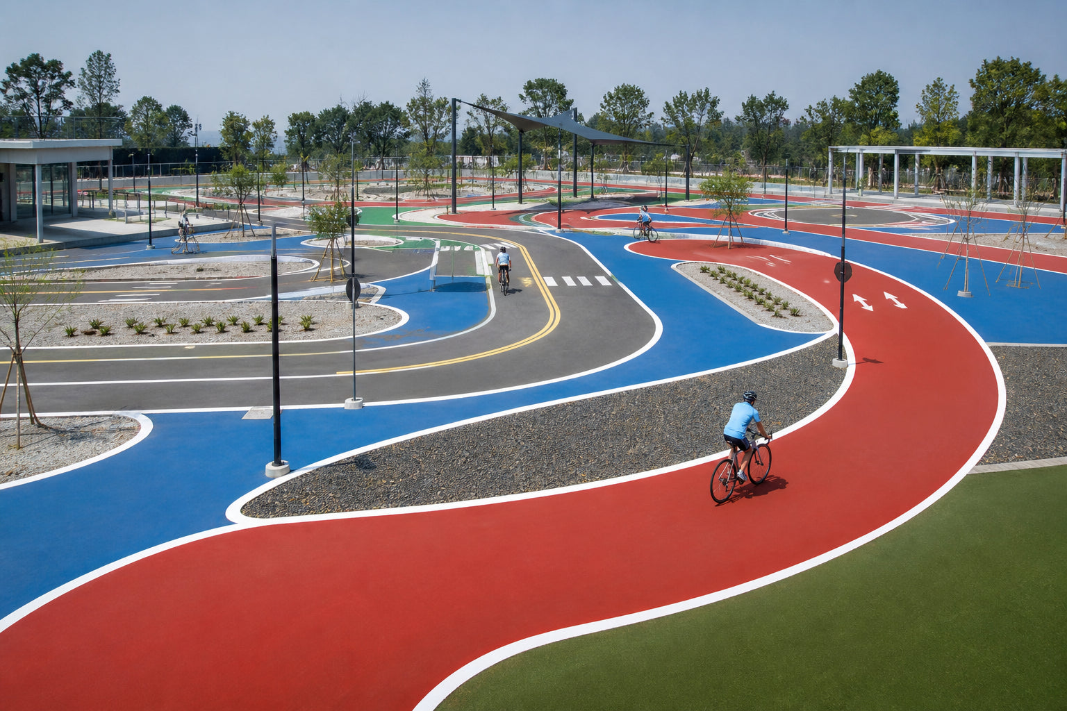 Colored Anti-Slip Surfacing for Cycling Training Tracks