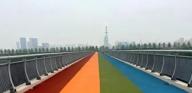 Colored ceramic particle anti-skid pavement
