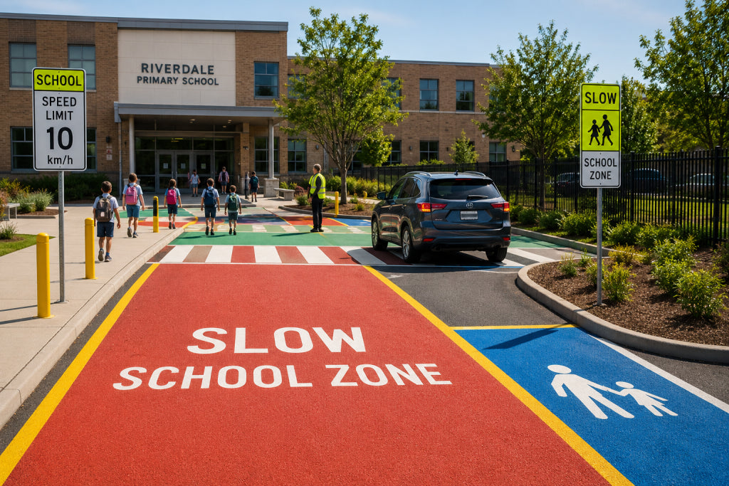 How Can Colored Surfacing Improve School Entrance Safety?
