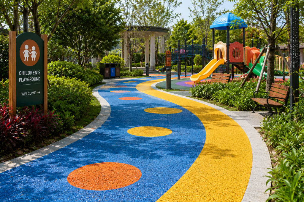 Colored Safety Surfacing for Children’s Playground Walkways