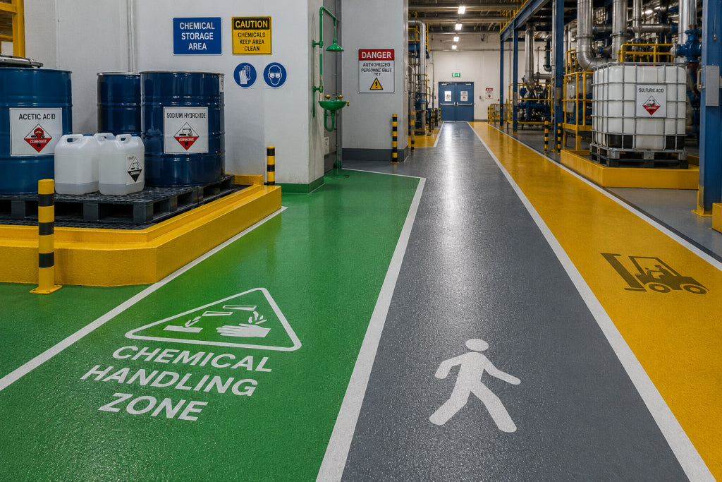 How Does Color-Coded Flooring Improve Chemical Handling Zones?