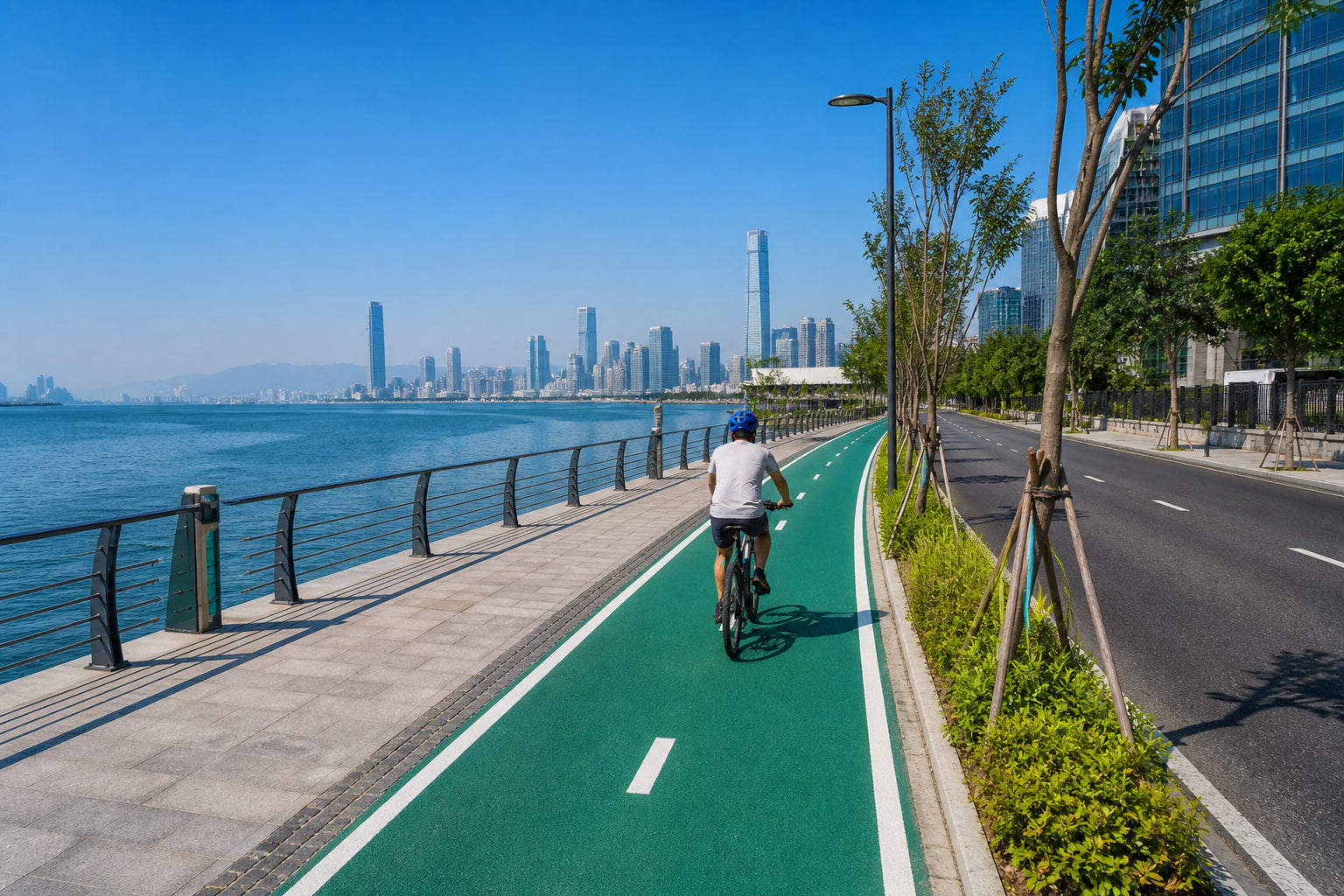 Colored Surfacing for Waterfront Walking and Cycling Paths