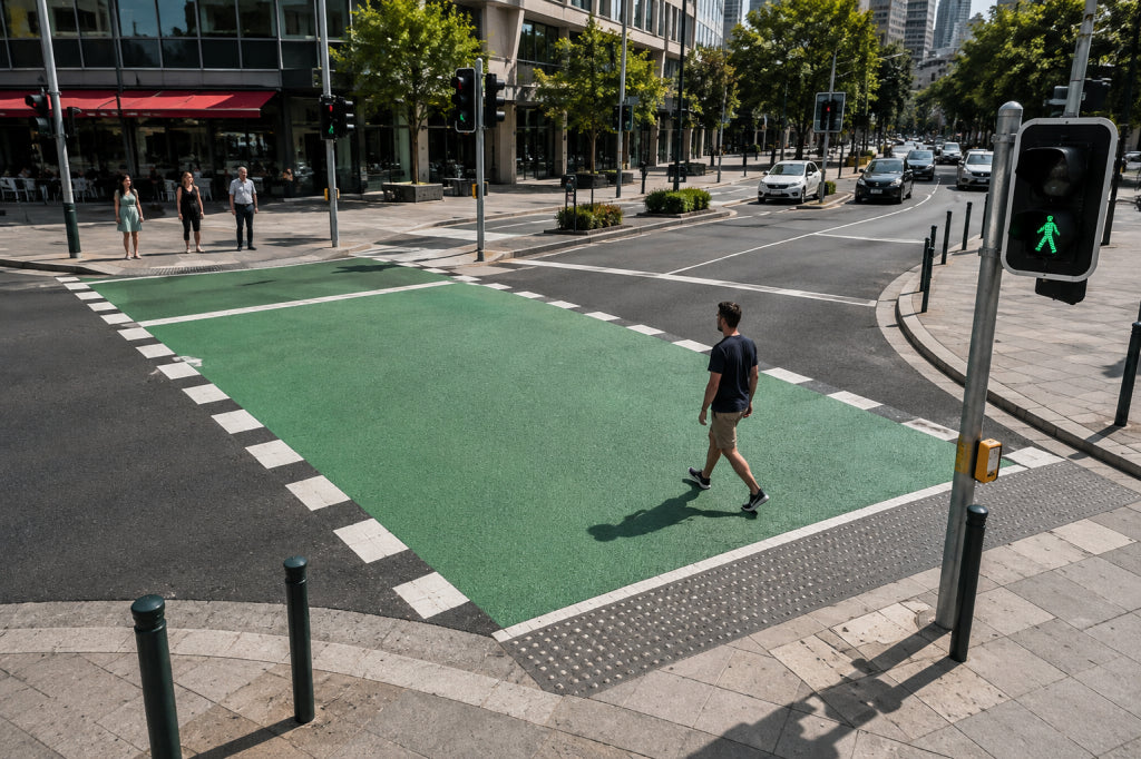 Green Light for Safety: Colored Surfacing at Pedestrian Crossings