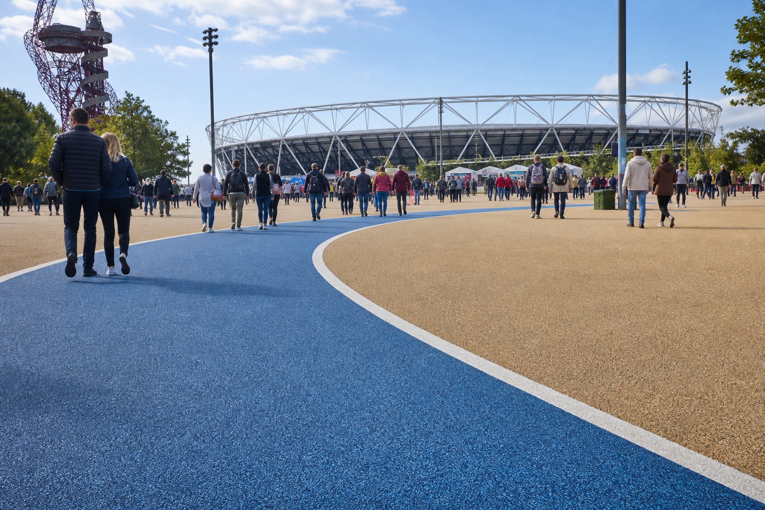 Guiding the Crowd: Colored Surfacing for Pedestrian Flow