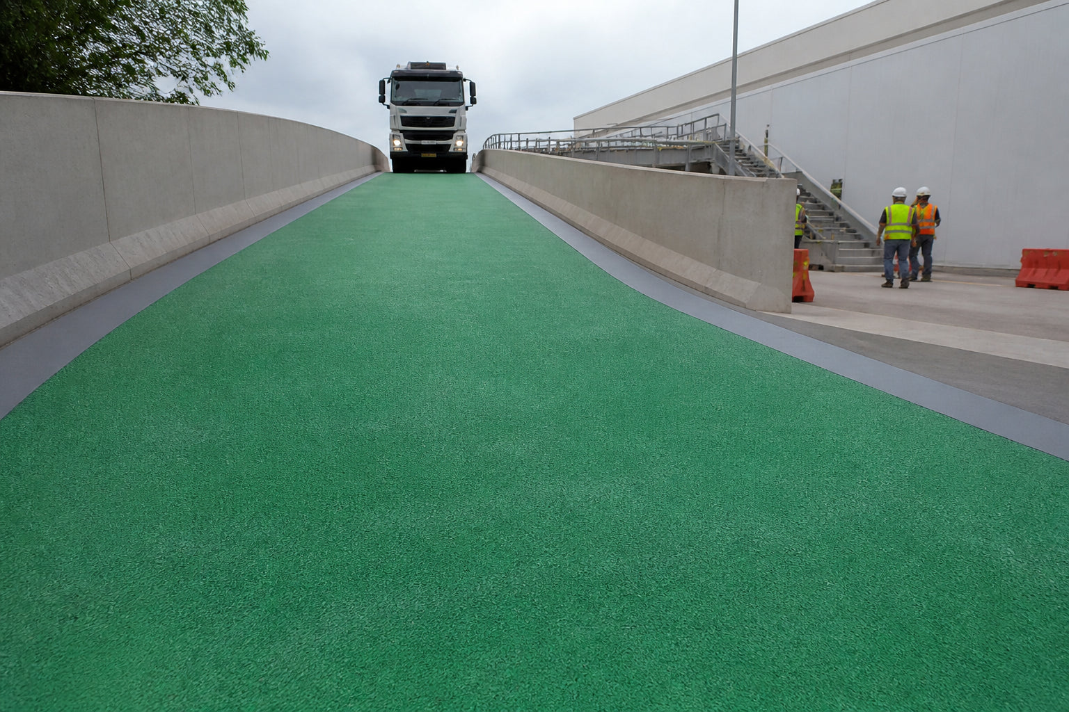 Colored Anti-Slip Surfacing for Industrial Ramps