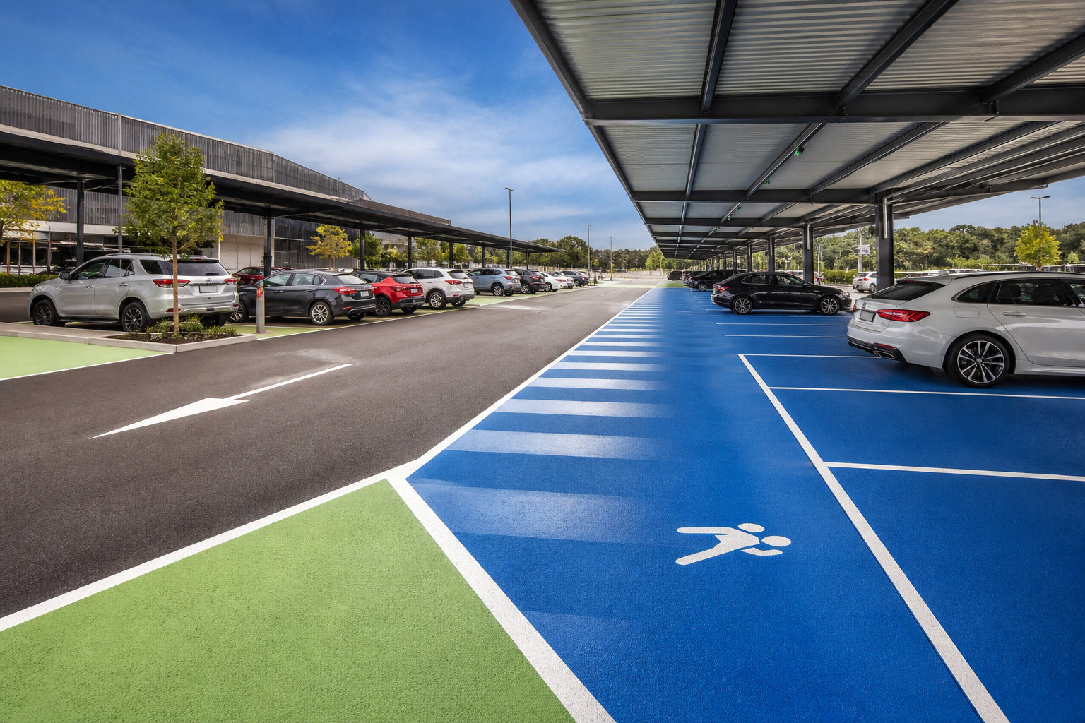 Built for Busy Shopping Centre Car Parks: Colored Anti-Slip Surfacing