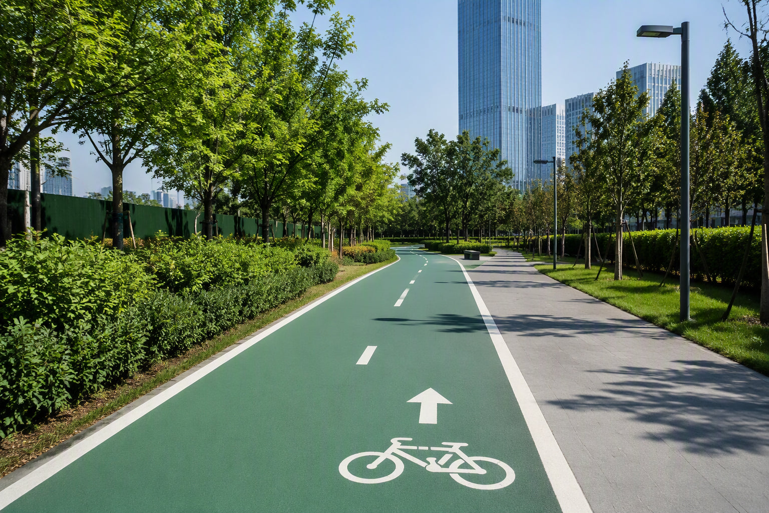 Colored pathways in parks and scenic areas