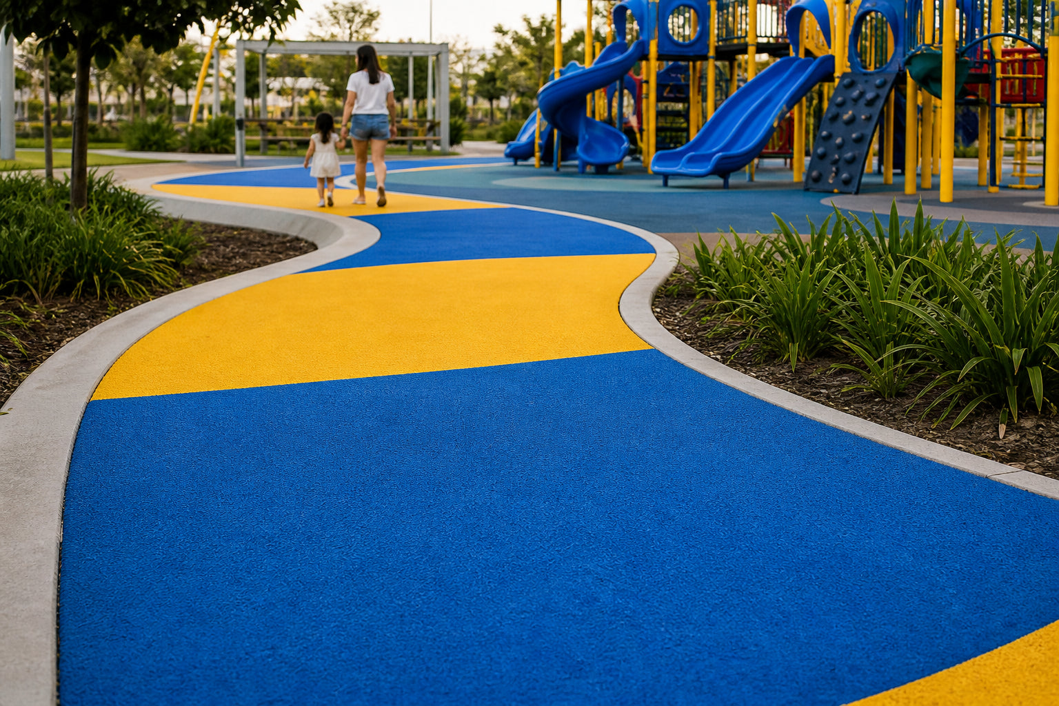 Colored Surfacing for School Playground Walkways