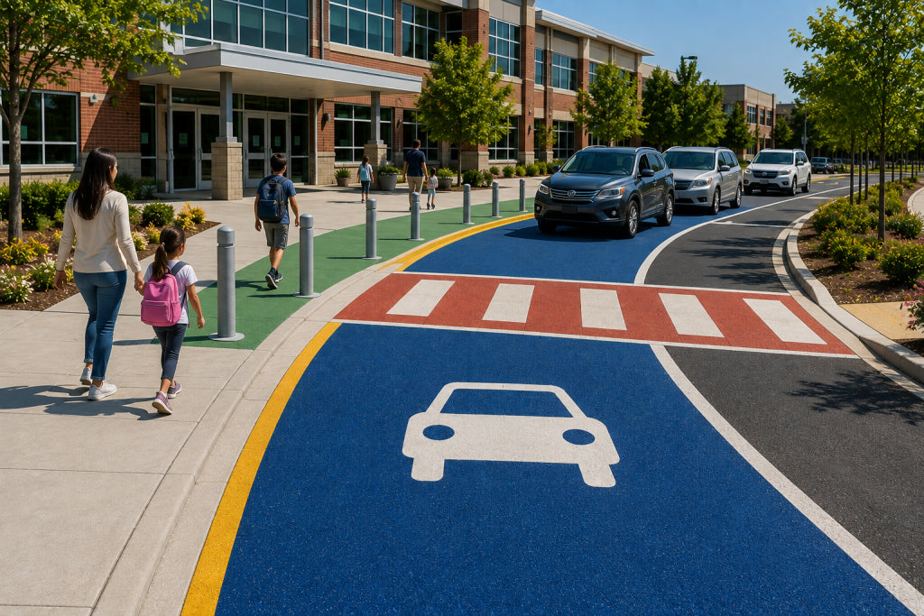 Colored Pavement for School Drop-Off and Pick-Up Areas