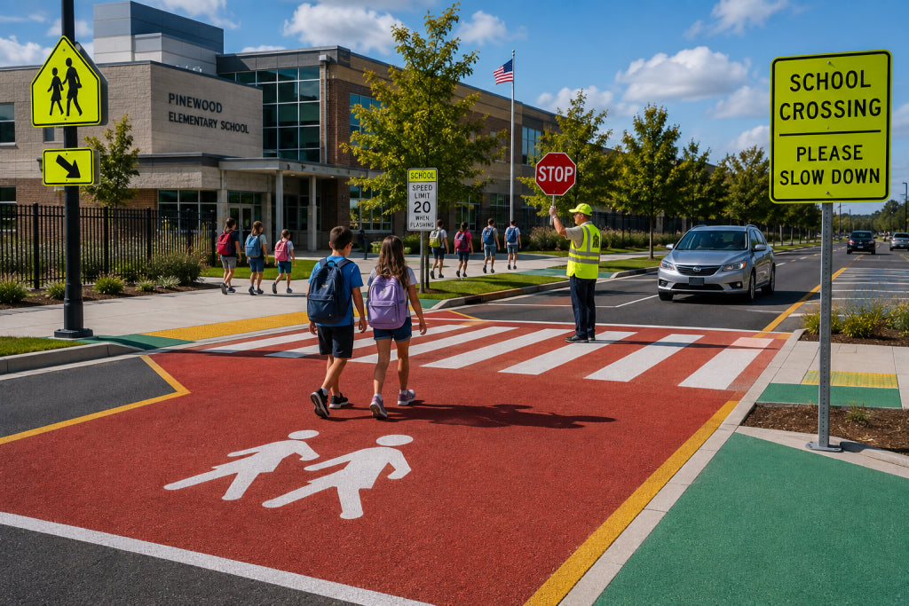 Colored Anti-Slip Surfacing for School Pedestrian Crossings