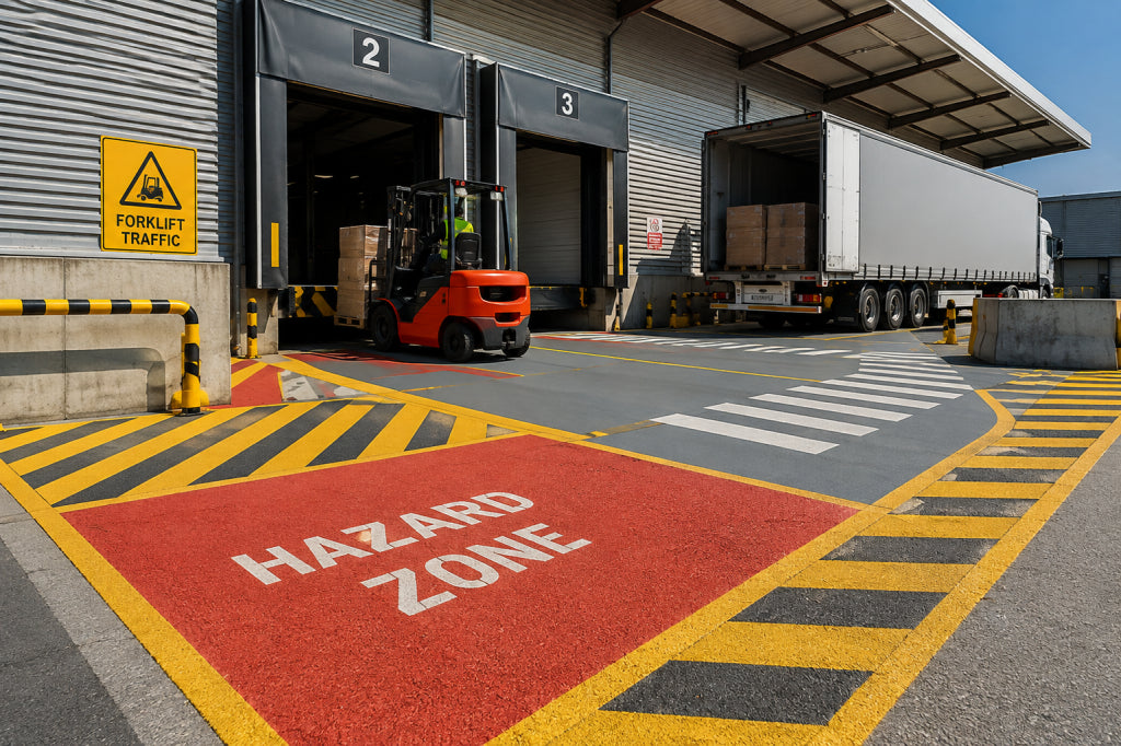 Colored Anti-Slip Surfacing for Loading Dock Hazard Zones