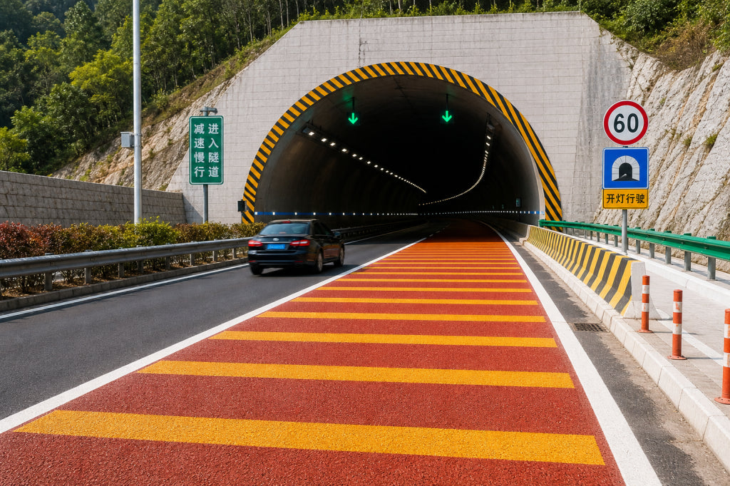 Colored Anti‑Slip Surfacing for Tunnel Entrance Warning Zones