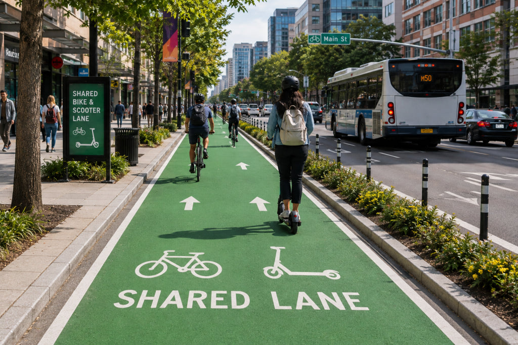 Colored Surfacing for Shared Bike and Scooter Lanes